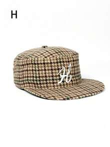 1pc Unisex H Letter Embroidered Leopard Print Snapback Hat, Street Hip Hop Cap, Warm & Sun Protection, Plaid Flat Brim, Christmas Gift - H - View 20