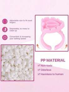 400pcs One-Time Use Eye Makeup Tools Set, Including Eyelash Brush, Lip Brush, Ring Cup, Glue Cup, Essential Tools For Makeup Artists - Pink - View 3