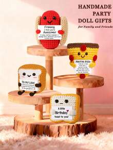 4pcs/Set Handmade Crochet Desktop Decor Figurines, Cute Sci-Fi Dolls, Great Birthday Gift For Best Friends, Sisters, Moms, Grandmas, Coworkers, Family, Keychain, Positive Emotion Support, Creative Party, Christmas, Valentine's Day, Plush Doll - Multicolor - View 15