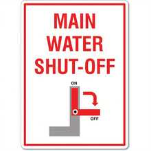 Main Shut-Off Sign Directional Signs Metal Tin Sign 8x12 Inches Caution ...
