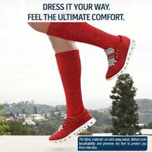 Mens Diabetic Over The Calf Socks Knee Premium Cotton High Socks - Red - View 4