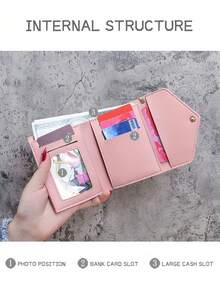 Tassel Pendant Decor Wallet Trifold Slim Card Holder Wallet With 1 ID Window 6 Slots 1 Cash Grid Card Holder Multi-Function Wallet Women Short Wallet Fold Coin Purse Purse Flap Card Case Envelope Bag For Travel Vacation Outdoor Travel Essentials - A - View 4