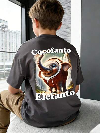 Tween Boys' Graphic Print Short Sleeve T-Shirt, Student Youth Casual Summer Top