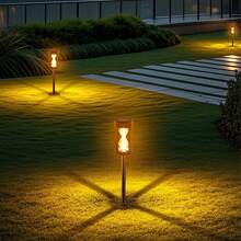 1 Box Solar Powered Tungsten Filament In-Ground Lights, Outdoor Waterproof Garden Landscape Lights - Black - View 7