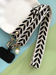 Adjustable Long Crossbody Phone Lanyard Strap With Wide Fabric Faux Pearl Pendant Decoration For Women Fit For Phone Shoulder/Neck Hanging Wallet Purse Wallet - Multicolor - View 19