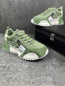 bingyuanjing 男士透气网眼厚底运动鞋，休闲增高运动鞋 - 白綠 - 查看 5