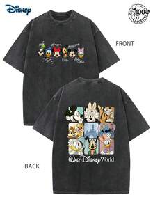 Disney Mickey And His Friends T-Shirts, Disney 2026 Shirt, Disneyland Castle 2026 Tshirt, Disney World Tee, Disney 2026 Trip Top, Men's Casual Fashion, Men Clothes, 230G Washed High-Quality Cotton Double-Sided Printed T-Shirt, Suitable For Street Retro And Outdoor Sports And Leisure, Comfortable And Fashionable, Y2k Clothes, Unisex T-Shirt, Mickey Mouse T-Shirt, Disney Men's Gift - Black - View 1