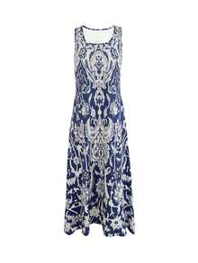 New European And American Summer Bohemian All-Over Print Casual Dress - Blue - View 5