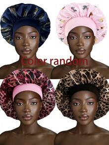 4件装真丝睡帽，缎面内衬，弹力带，适合卷发睡眠帽 - 彩色 - 查看 15