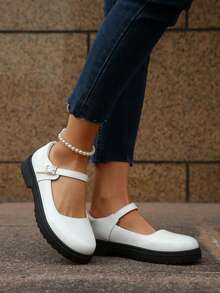 Women's Casual Comfortable Thick Sole Loafers, Versatile Daily Wear Slip-On Shoes, All Season - White - View 5