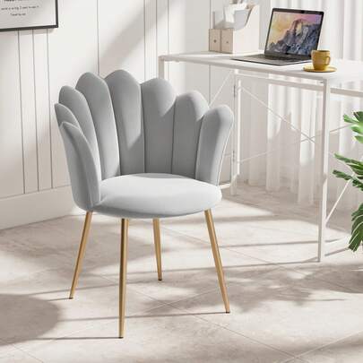 Armchair Tub Chair, Velvet Fabric Shell Chair Single Sofa Chair Accent Chair With Gold Plating Metal Legs, Leisure Chair Dressing Chair For Home, Office, Bedroom, Living Room, Dining Room