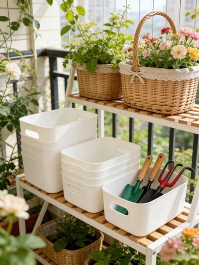 1/4/8pcs Waterproof Storage Boxes - Ideal For Cosmetics, Plastic Storage Boxes, Suitable For Kitchen, Bathroom And Dorm, Kitchen Storage, Item Storage, Drawer Organizers, Kitchen Tools, Kitchen Accessories, Multipurpose Storage Box Set