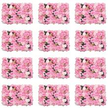 CNCEST 12 Pack Artificial Flower Wall Panels 24" X 16" Flower Wall Panel Wall Backdrop Faux Hydrangea Rose Flower Backdrop Panels For Flower Wall Decor Wedding Party Event Decoration Party Favors Room Decor Bride - Pink - View 13