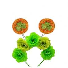 1pc Clover Rose Party ABS Plastic Cute 3D Flower Headband, St. Patrick's Day Green Headpiece - Multicolor - View 10