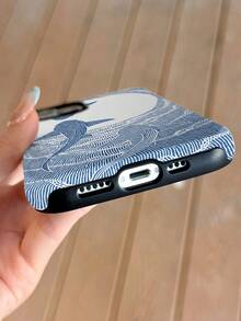 1件极简艺术风格海洋美学线条鲸鱼海豚图案亮面二合一Phylon材质加厚硬壳手机壳，兼容三星/11/12/13/14/15/16/17 Pro Max A13 A14 A15 A16 A17 S25 S24 S23 S22 A55 A56 A34 - 彩色 - 查看 4