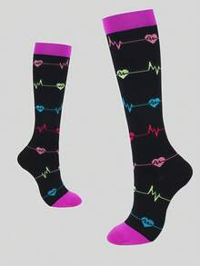 3 Pairs Women's Athletic Socks Compression Socks Knee High Stocking,Slim, Elastic Socks For Exercise, Running, Cycling, Hiking, Hose Circulation - Black - View 2