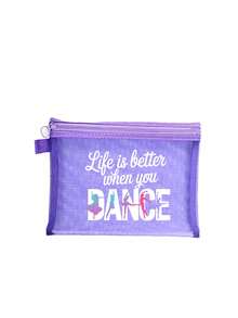 网眼化妆包，舞蹈主题图案，便携式抱枕收纳包，印有“Dance”字样和创意舞者图案，可用作化妆包、护肤包、旅行必备品、宿舍用品、送给女性、舞蹈爱好者、新娘、母亲节、生日、舞者、女孩、女士的收纳袋、送给朋友和舞蹈老师的礼物、浴室收纳、唇彩和化妆品整理袋。圣诞节礼物、复活节礼物。 - 彩色 - 查看 17