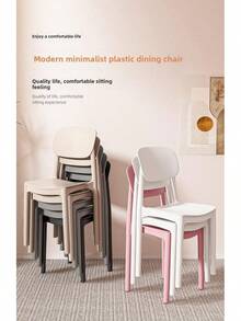 Silla de Comedor Moderna con Respaldo Cuadrado, Apilable, de Plástico Premium, Sillas de Comedor Apilables de Plástico Moldeado Contemporáneo (Resistencia Reforzada de 400 kg, Gris) - Naranja - Ver 9