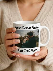 1Pc Personalized Family Photo Coffee Mug 11oz – Custom Picture, Photo & Text Printed Ceramic Cup, Dishwasher & Microwave , Warm Family Keepsake Drinkware, Thoughtful Gift For Parents, Kids & Grandparents, Home Office Daily Use - Multicolor - View 4