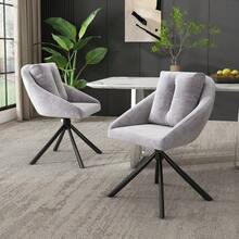 Modern Swivel Chair In Grey Velvet, Elegant And Comfortable, Made Of Breathable Velvet, With An Ergonomic Design. Set Of Six Chairs. - Grey - View 3