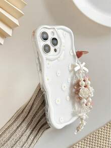 奶油菊花彩绘防摔手机壳，带链条，兼容 14、14 Pro、14 Pro Max、13、13 Pro、13 Pro Max、11、11 Pro Max、12、12 Pro、12 Pro Max、XR、XS、15、15 Pro、15 Pro Max、16、16 Pro、16 Pro Max、17、17 Pro、17 Air、17 Pro Max，高级防摔手机壳 - 彩色 - 查看 6