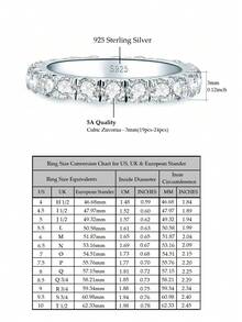 XUJIA Nhẫn bạc 925 Sterling Silver đính đá Cubic Zirconia tròn 3mm chất lượng AAAAA+, nhẫn kỷ niệm, nhẫn đính hôn, nhẫn đeo chồng, quà tặng trang sức cho nữ. - Bạc - Xem 7