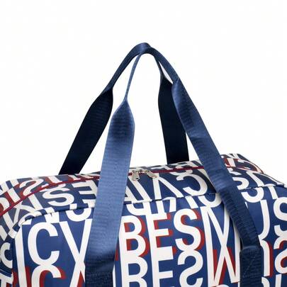 Alphabet Printed Travel Luggage Bag - Nylon Weekend Bag With A Pull Rod Cover, Suitable For Travel And Fitness As A Multifunctional Carry On Bag