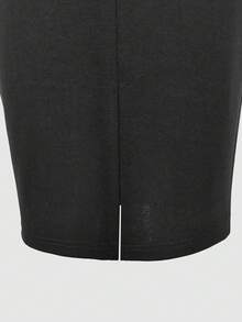 Chân váy suông màu đen trơn, có khóa kéo, xẻ tà, chất liệu co giãn, chất liệu vải thun, kiểu dáng thanh lịch, phù hợp cho công sở và đi làm hàng ngày, mùa xuân/hè. - màu đen - Xem 5