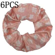 6 unids/lote Scrunchies de satén accesorios de moda para mujer estampado Ditsy Floral banda elástica para el cabello Cola de Caballo titular corbata de goma leopardo lindo AWAY - PJ319-03 - Ver 15