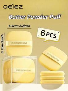 OEIEZ 6 piezas Esponjas de maquillaje, herramientas de aplicación de cosméticos suaves y lisas para BB Cream, base de maquillaje, corrector, estilo coreano cuadrado Difuminador de maquillaje para un cutis perfecto - Amarillo - Ver 9