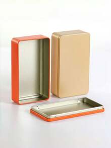 1pc Stainless Steel Metal Box | Small Jewelry Accessory Storage Box, Multi-Purpose Sealed Metal Storage Box, Suitable For Gifts And Home Organization, Customized Rectangular Iron Box, Sealed Dahongpao Metal Tin Box, Food Packaging Gift Box, Fuding Pouch Small Box - Yellow - View 6
