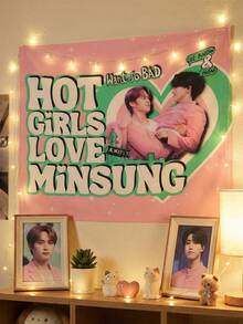 1件SKZ“Know Hot Girls”演唱会横幅，珉星KPOP旗帜，SKZ 2025/2026巡演周边，礼品创意，生日礼物及演唱会周边，房间装饰，墙面装饰，节日派对用品，拍照道具 - 彩色 - 查看 6
