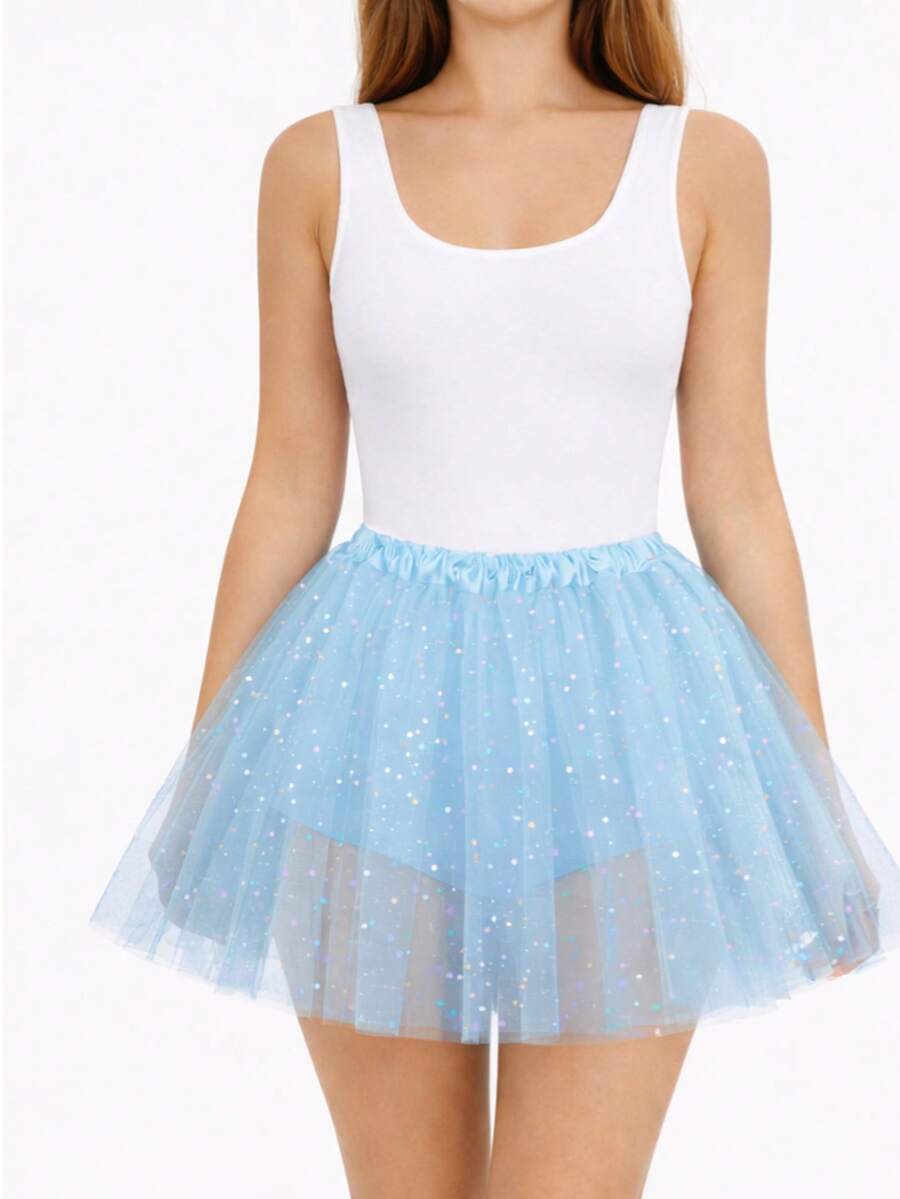 Saia Tule Carnaval - Azul bebê - Visão 1