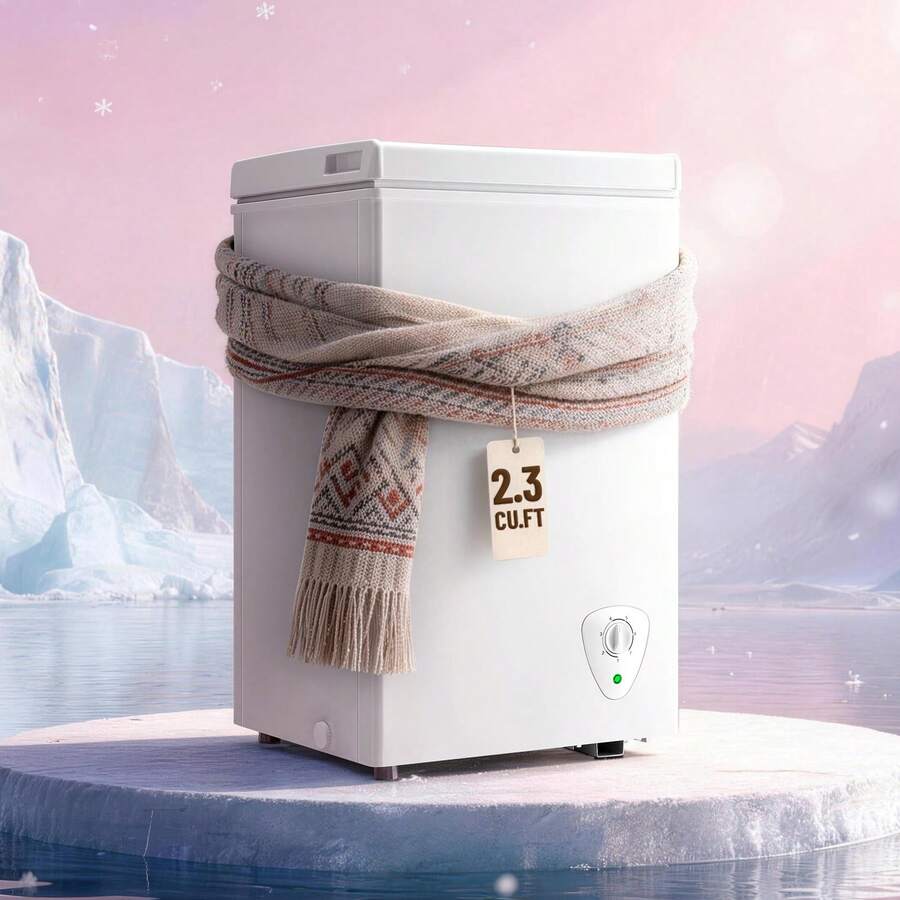 WANAI 2.3 CU.FT. Chest Freezer Small Freezer, Deep Freezers Compact Free-Standing Top Door Adjustable 7 Thermostat And Removable Basket Open Deep Freezer Apartment Kitchen, White - US B Type Plug(110-127V) - View 1