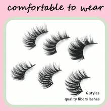 30对交叉假睫毛，纤细轻盈，自然妆效，貂毛绒绒条状假睫毛，尺寸6-22毫米 - 黑色 - 查看 4