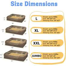 Washable Orthopedic Large Dog Bed - Dog Beds Large Sized Dogs With Removable Cover Waterproof Pet Bed With Bolster For Extra Large Pet - Coffee - 查看 7