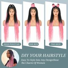 36 Inch Lace Front Braided Synthetic Wig, Lace Front Corn Braid Wig For Daily Wear - Multicolor - View 5