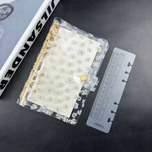 1个A6可爱雏菊印花透明迷你活页夹，不含纸张，6孔PVC活页夹带扣，适合日记和照片收藏 - 彩色 - 查看 8