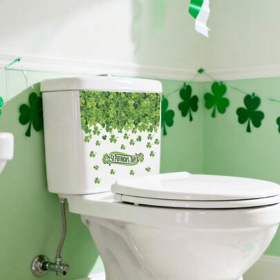 CHAILLY Pegatinas de trébol de San Patricio para el inodoro, calcomanías de pared extraíbles para decoración del baño, sala de estar y estudio