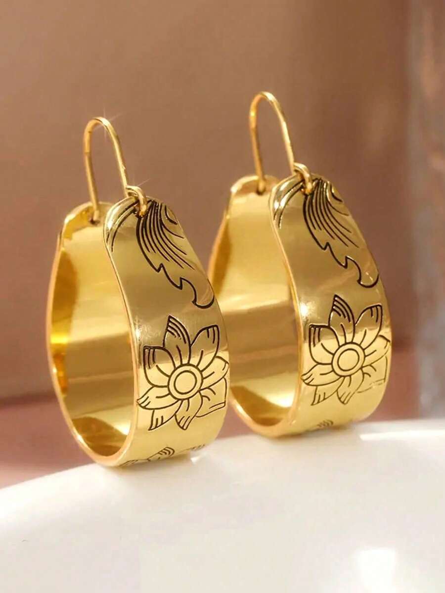 1 Pair Fashion Hoop Earrings For Women For Party Engagement Anniversary Jewelry Valentine's Day Gift - 1# - View 1