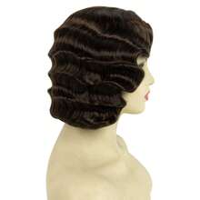 REEWES 1920年代短款波浪假发，15英寸合成假发，适合初学者的复古爵士女郎假发，女士万圣节派对假发，卷曲假发，音乐节假发，金色/棕色/黑色可选 - 彩色 - 查看 3