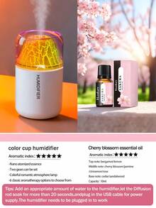 1 pieza Humidificador de volcán colorido de 180ml, alimentado por USB, 2 modos de funcionamiento, luz LED de 7 colores, apagado automático, niebla silenciosa, ambientador, difusor de aromaterapia, adecuado para decoración de habitaciones, oficina, sala de estar, escritorio, coche, gran regalo para ella - Blanco y Negro - Ver 13