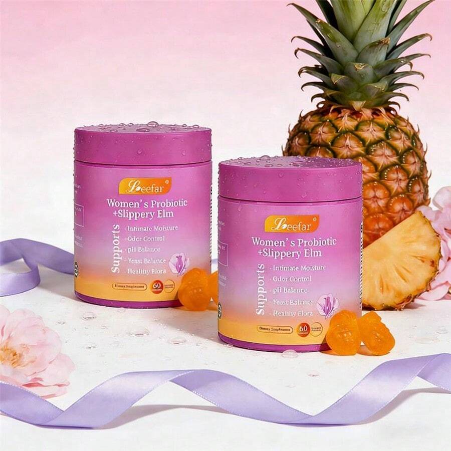 (2-Piece Pack)LEEFAR Her Juicy Feminine Probiotics Gummies- All In One Solution With Slippery Elm And Prebiotics&Lactobacillus Probiotic Blend For Women's PH Balance And Dryness -Intimate Health & PH Balance Support With Slippery Elm - Hawaiian Pineapple Gummies 60 Count Probiotics Women Free Shipping - 2瓶 - 查看 1