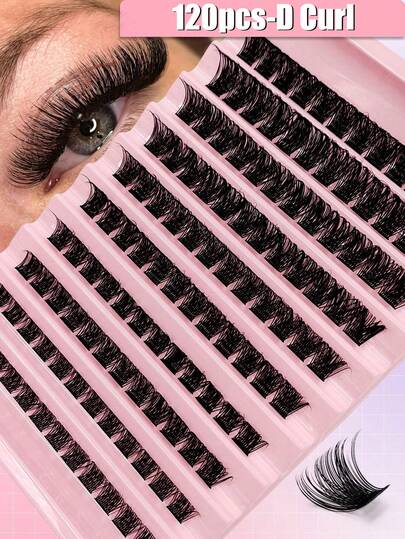 120 Pieces False Eyelash Clusters, 8-16mm Thin Single Eyelashes, Natural Look, D-Shaped Curled Fluffy, Reusable And Comfortable Eyelash Clusters, Single Section False Eyelashes Slim And Super Soft DIY Home Eyelash Extension Eyelash Clusters, Single Eyelashes, False Eyelashes