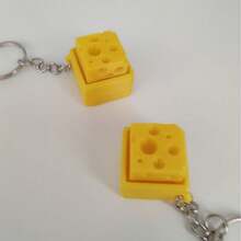 可爱奶酪钥匙扣，酥脆按钮按压式发泄玩具，减压礼物 - 彩色 - 查看 4