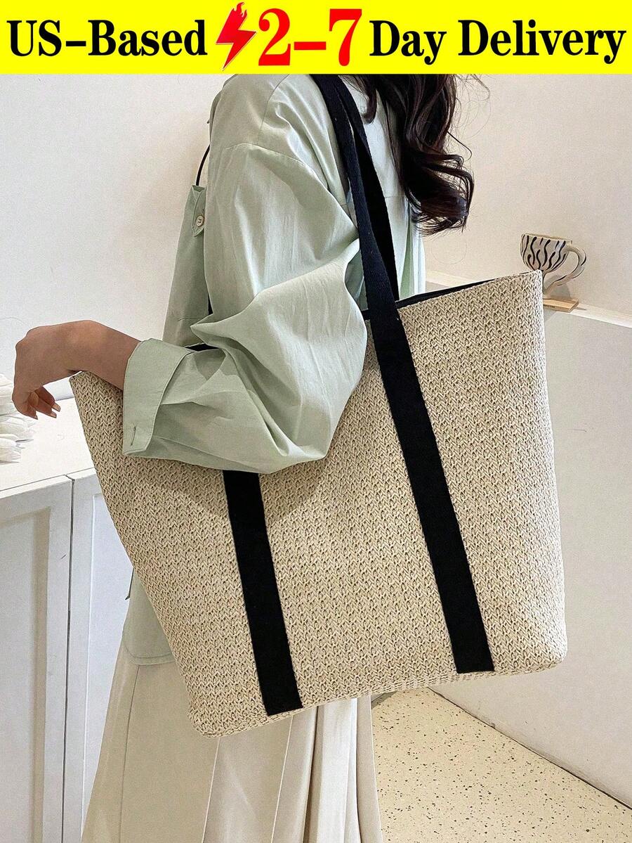 Mini Fashion Imitation Straw Handbag, Summer Vacation Beach Style Woven Bag Handheld And Crossbody Bag,Lightweight Casual Minimalist Straw Woven Bag, Perfect For Holiday Shopping And Gifting, Elegant Ladies Handbag,Women's And Girls' Bag, Wicker Bag, Holiday Essentials,Perfect For Travel, Vacation, Holiday & Beach, Travel Must Haves, Summer Straw Beach Bag For Women, Fashion Summer Vacation Bag, Beach Essentials Women Bags For Vacation & Holiday,Eye-Catching Beach Bag, Women's Summer Straw Beach Bag, Popular Women's Beach Bag, Fashionable Summer Vacation Bag, Essential Women's Beach Vacation Bag, Latest Vacation Bag[US Local Warehouse]The Best Gift Choice, Birthday Gift - Nhiều màu - Xem 1