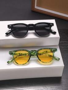 1副男士休闲基础款金属铰链方形时尚眼镜，适合度假和日常佩戴 - 彩色 - 查看 10