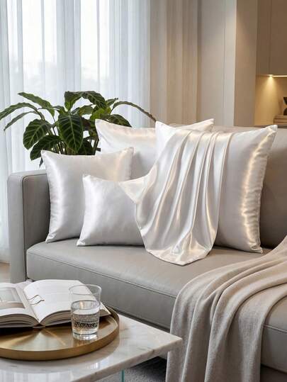 1pc White Luxury Satin Pillowcase, Soft & Breathable, Anti-Wrinkle, Gentle On Hair & Skin, Improve Sleep Quality. Pillowcase Only, No Filling, Silky Smooth, Ultra Soft & Breathable, Machine Washable. Ideal Gift For Family & Friends, Traveling. Envelope Closure, Cooling & Comfortable, Luxury Bedding Pillowcase, Ultra Soft Hotel Pillowcase, Fits Standard Full, Queen, King Size Beds