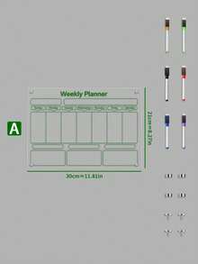 1 pieza Planificador mensual magnético de acrílico blanco para refrigerador, pizarra magnética transparente borrable, pizarra blanca colgante (incluye 6 bolígrafos magnéticos para pizarra blanca) - Multicolor - Ver 21
