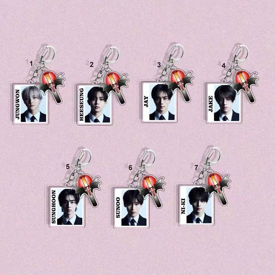 EN/HYPEN K-Pop Boy Band Acrylic Keychain Pendant, High-Quality Decorative Keychain Accessory, Ideal Gift For Friends - Multicolor - View 1